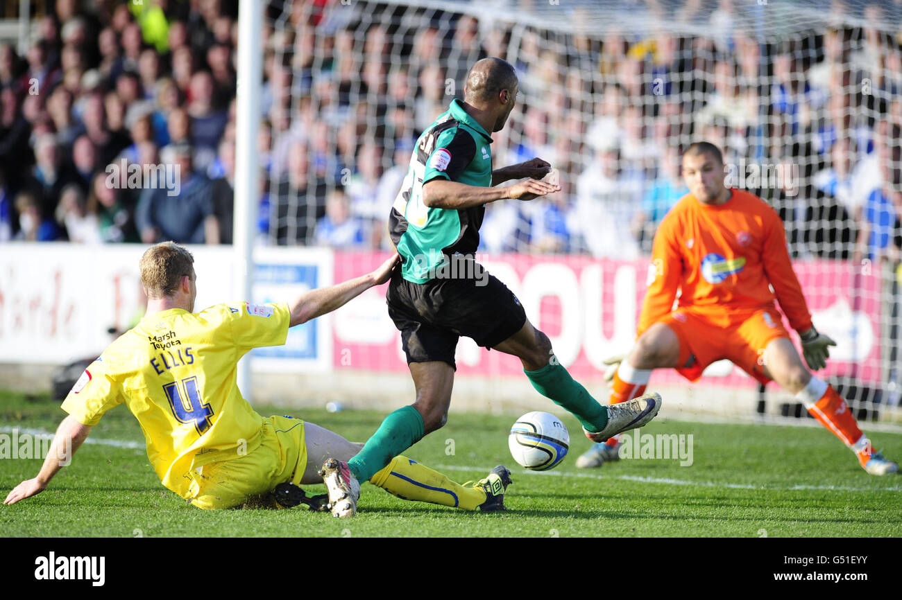 Soccer - npower Football League Two - Torquay United v Bristol Rovers - Plainmoor Ground. Bristol Rovers' Chris Zebroski scores to make it 2-0 during the npower Football League Two match at Plainmoor, Torquay. Stock Photo