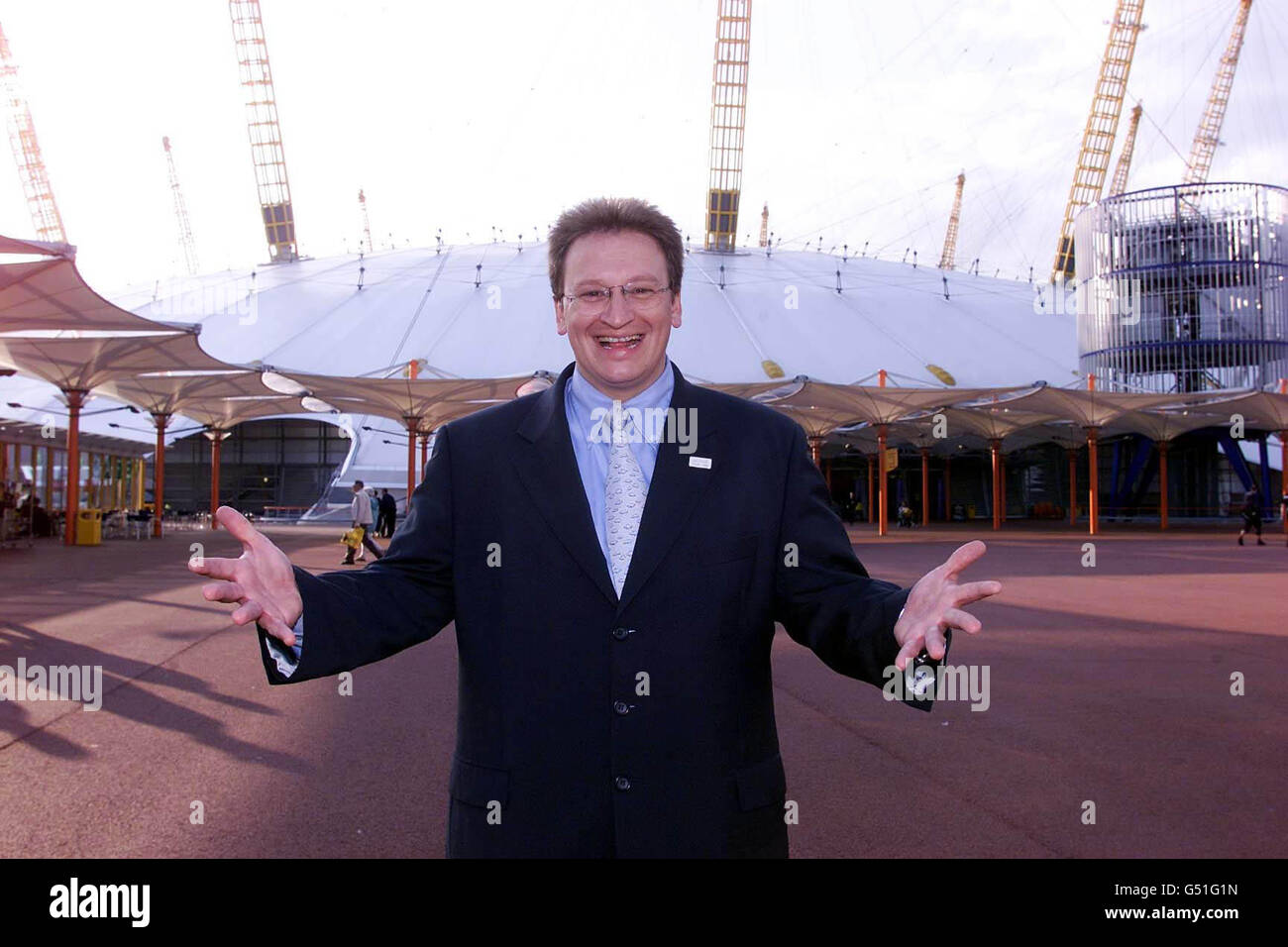 Millennium Dome boss Pierre-Yves Gerbeau outside the ailing attraction following the announcement that the project will receive a 29 million lifeline from the National Lottery. * The Millennium Commission agreed to award the grant but laid down 'stringent conditions' on Dome organisers, the New Millennium Experience Company. See PA News story: POLITICS Dome. PA PHOTO: Sean dempsey. Stock Photo