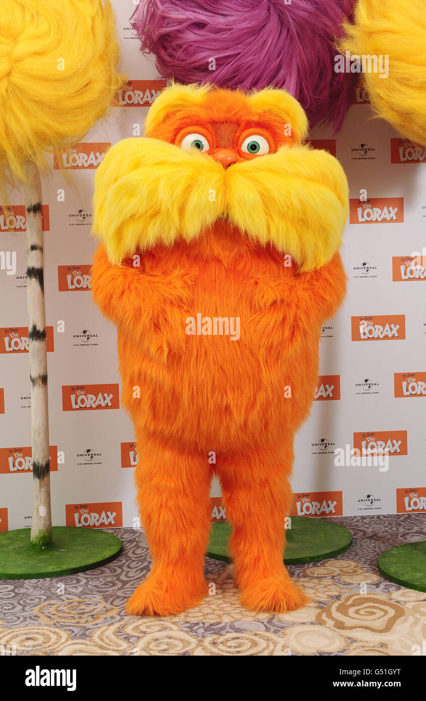Dr. Seuss' The Lorax at a photcall for the new film The Lorax at the Dorchester hotel in London. Stock Photo