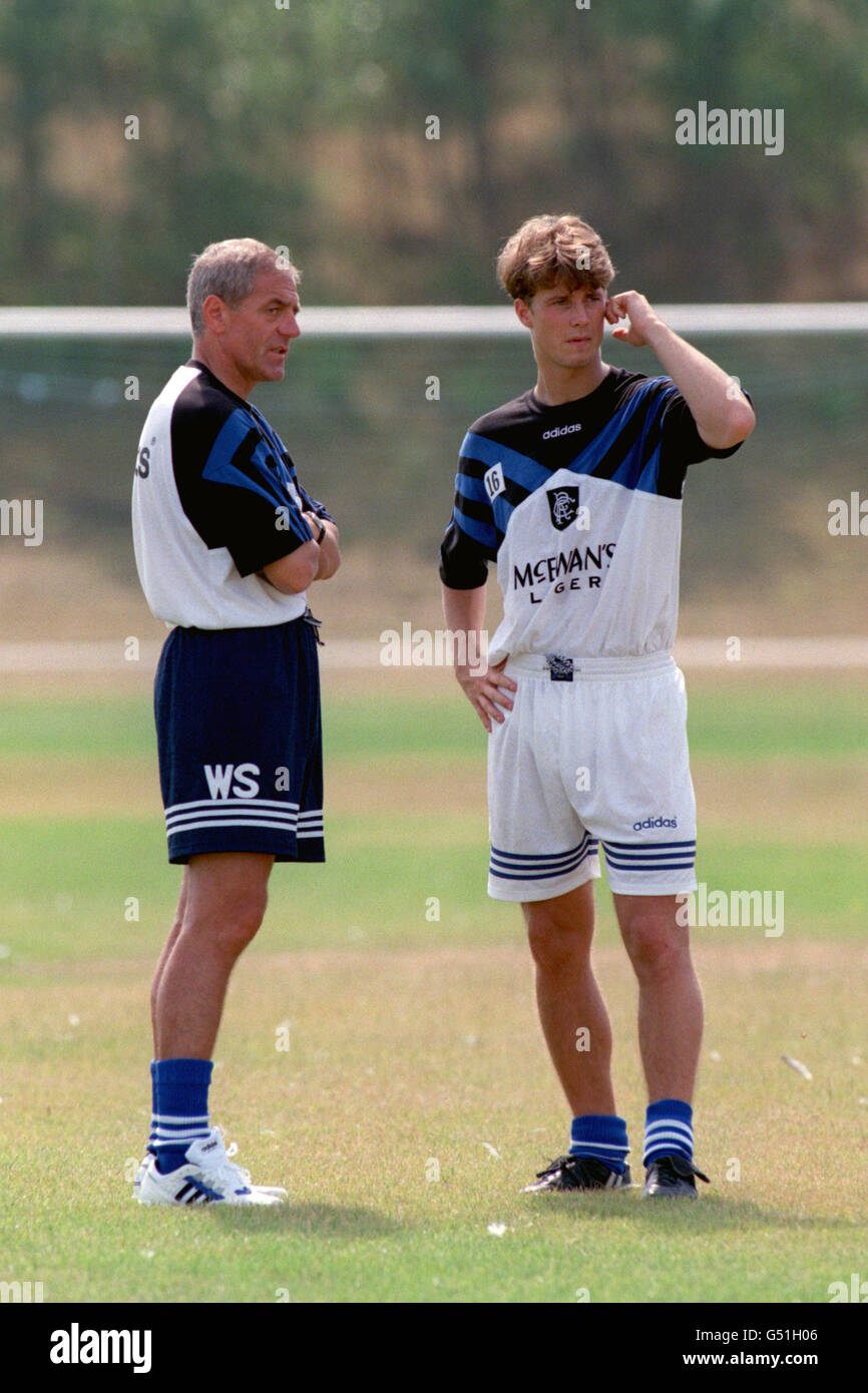 SOCCER GLASGOW RANGERS TRAINING DENMARK. WALTER SMITH & BRIAN LAUDRUP