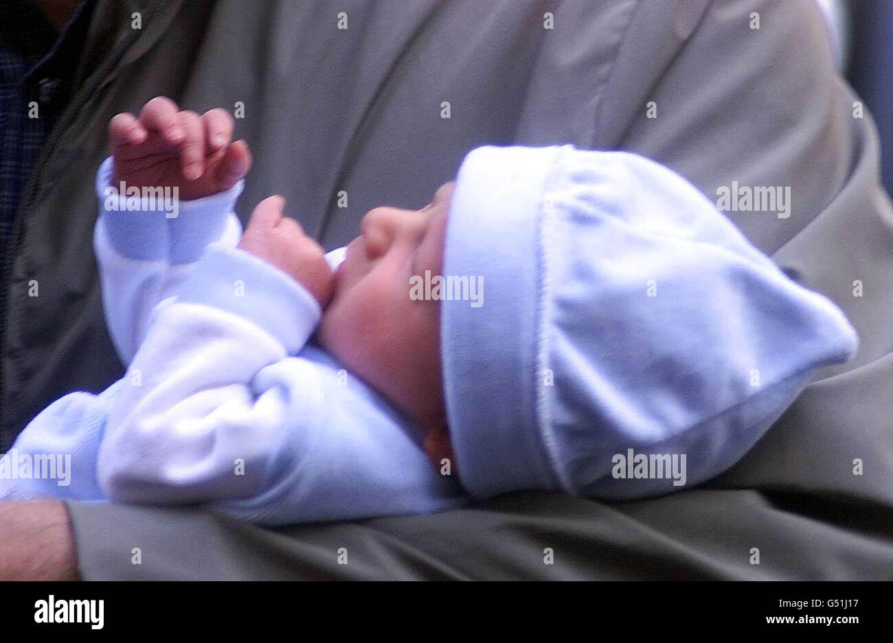 Leo Blair, Britain's Prime Minister Tony Blair's new born son leaving