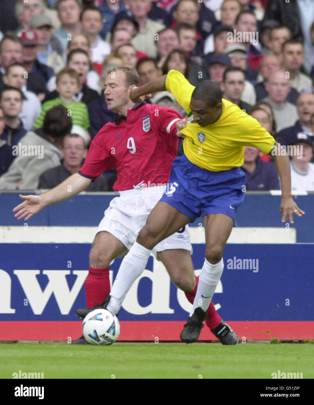 Eng v Brazil Shearer & Sampaio Stock Photo