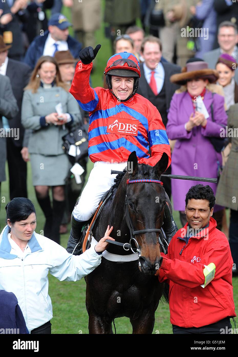 Sprinter Sacre ridden by jockey Barry Geraghty enters the winners ...