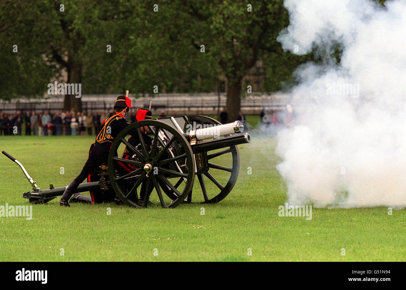 A 41 Gun Salute is fired by the King's Troop Royal Horse Artillery in