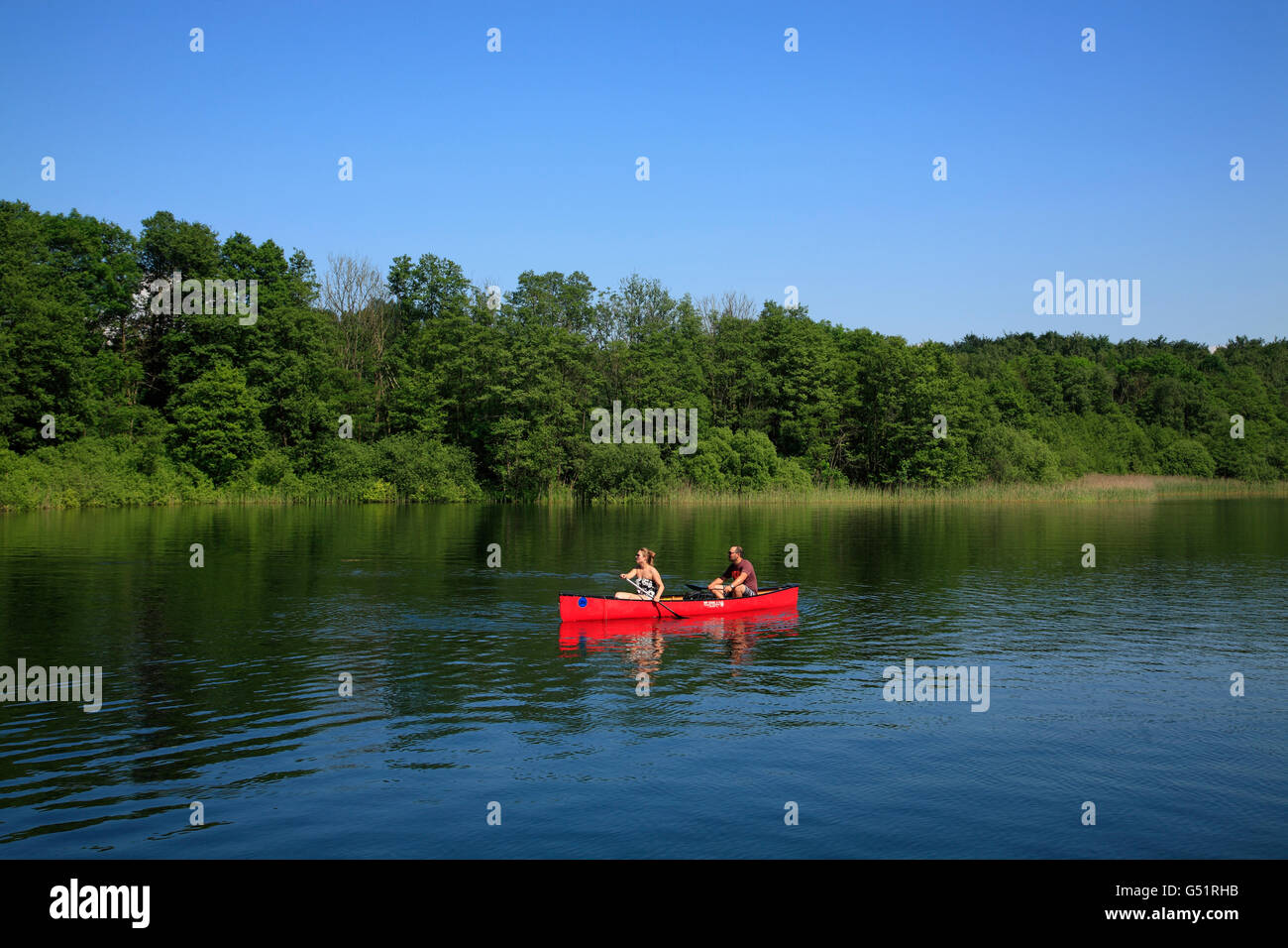 Canoe on Lake Schaalsee, Mecklenburg Western Pomerania, Germany, Europe Stock Photo