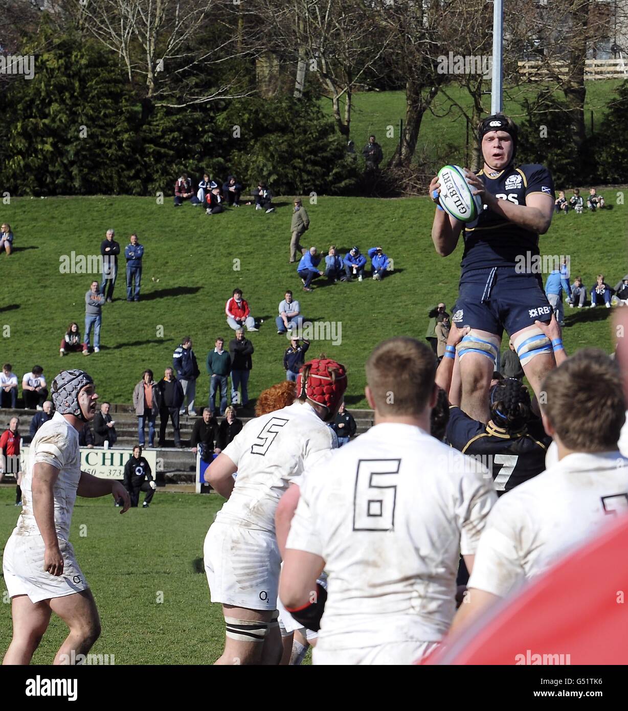 Scotland's Cameron Turner catches a lineout during the Under 18's