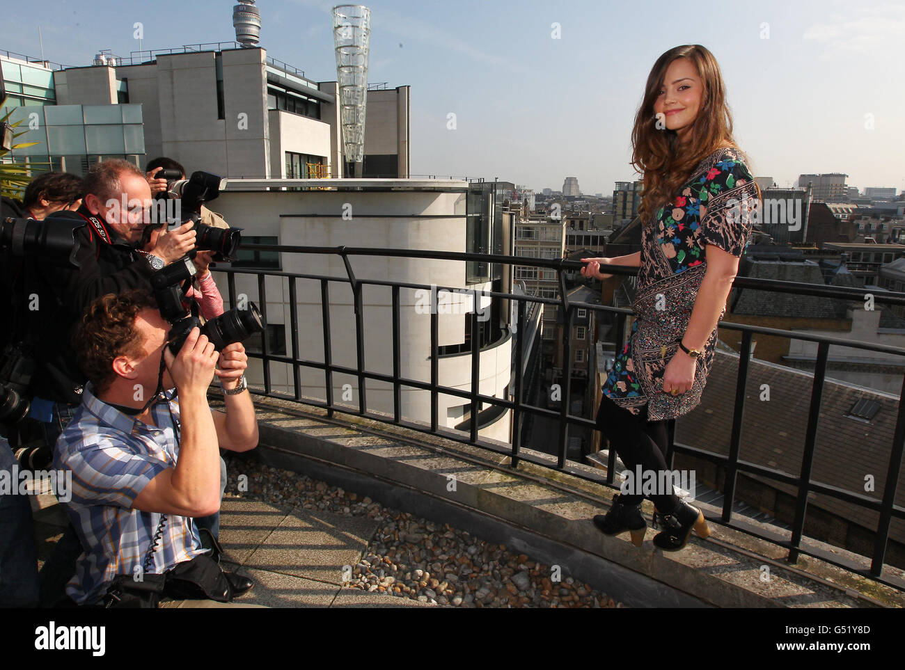 Jenna-Louise Coleman at BBC Broadcasting House in London as she is unveiled as the new Dr Who new assistant. Stock Photo