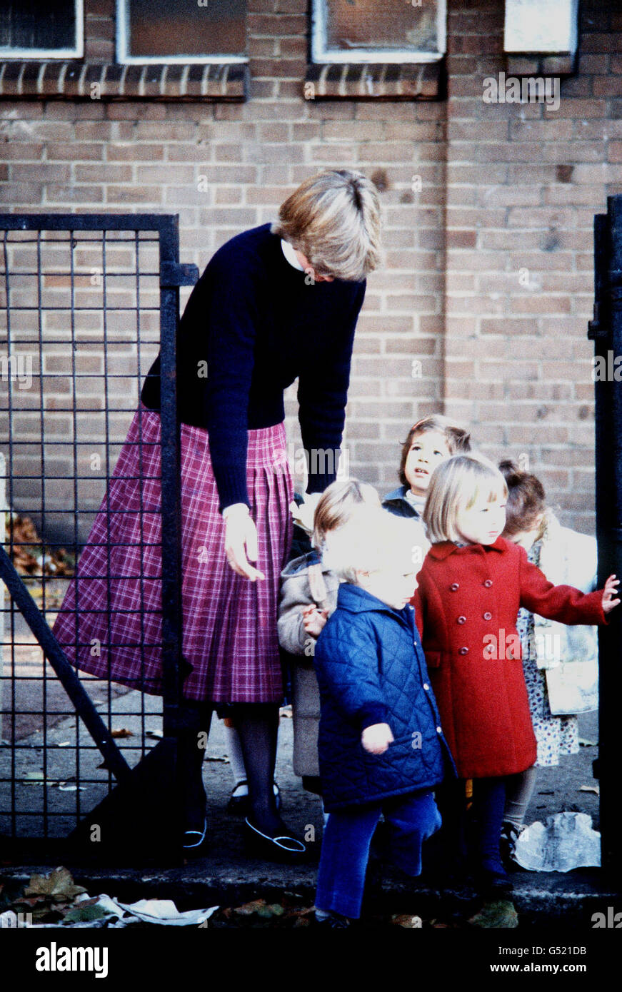 LADY DIANA SPENCER 1980: Lady Diana Spencer, youngest daughter of Earl Spencer, at work at a kindergarten in St. George's Square, Pimlico, London, where she is a teacher. Diana (later the Princess of Wales) has been romantically linked to the Prince of Wales, according to the Press reports. Stock Photo