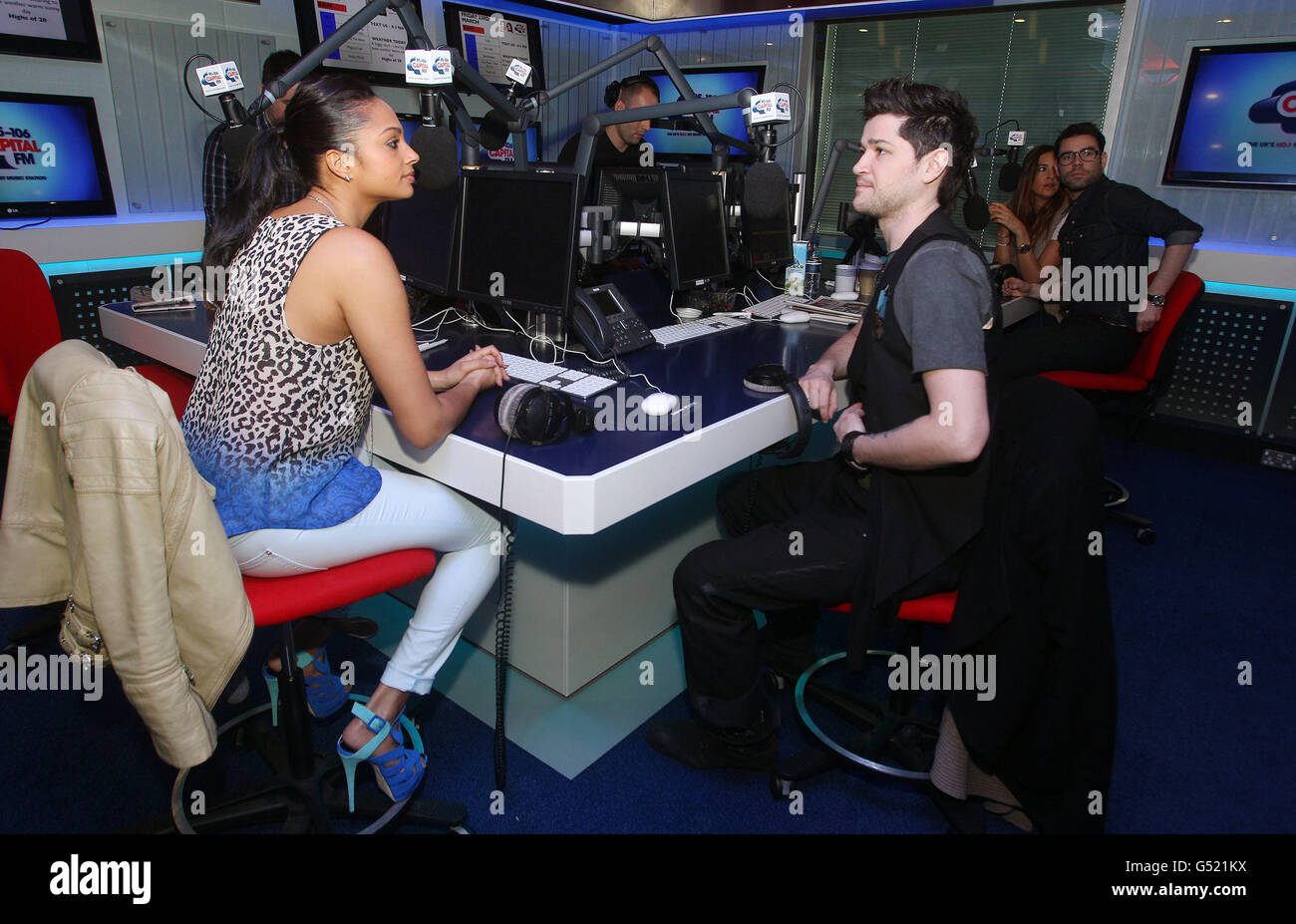 Alesha Dixon and Danny O'Donoghue at the Capital Radio studios in London  where they appeared on London's Capital Breakfast Show with Lisa Snowdon  and Dave Berry Stock Photo - Alamy