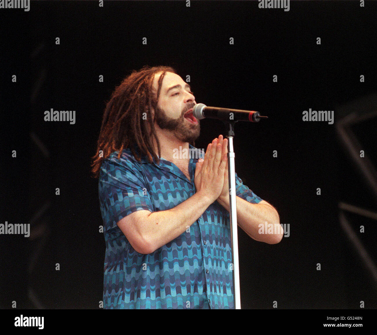 Adam Duritz, lead singer of the rock band Counting Crows, on stage at