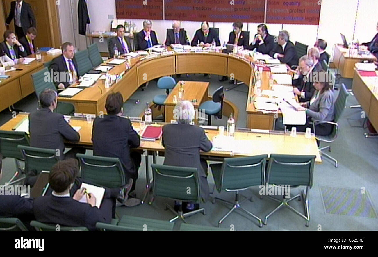 Chancellor of the Exchequer George Osborne gives evidence to the Treasury Select Committee. Stock Photo