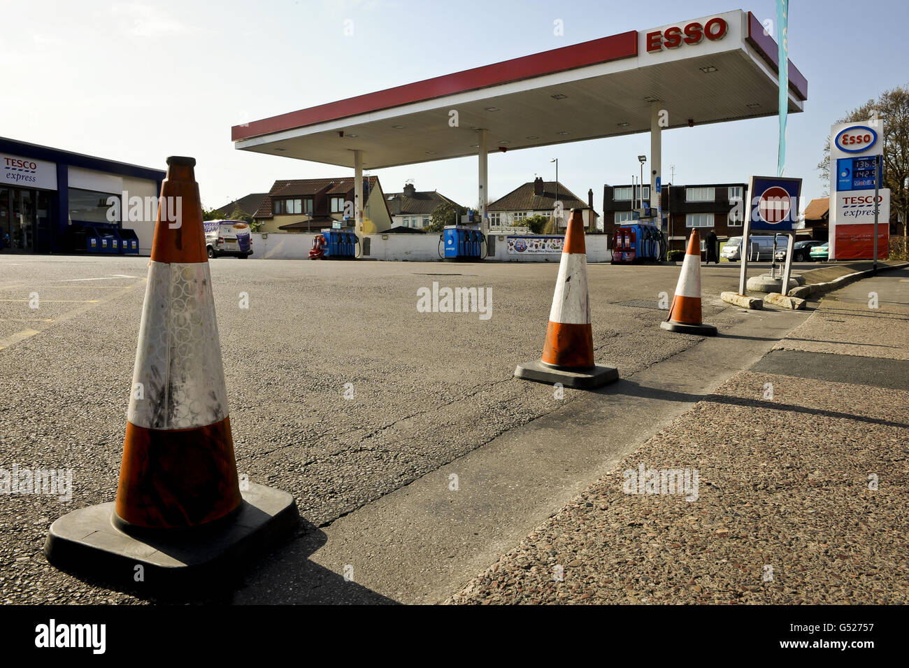 A Tesco Express ESSO petrol station in Henleaze, Bristol, is closed after sales of petrol and diesel increased dramatically yesterday as motorists flocked to garages to fill up following controversial advice from the Government ahead of a possible strike by fuel tanker drivers. Stock Photo