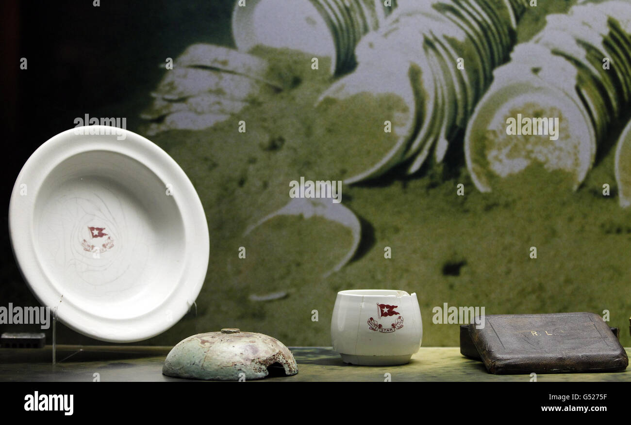 Items recovered titanic on display merseyside maritime museum in