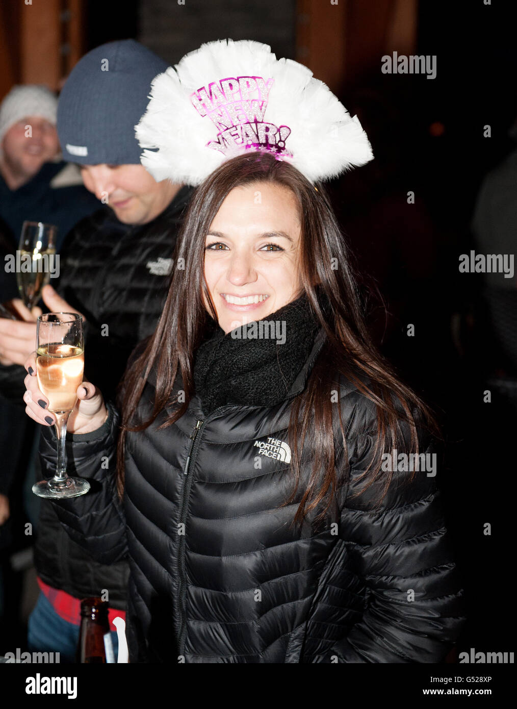 Party goers in the Whistler Village on New year's Eve. Whistler BC, Canada. People in costumes Party goers in the Whistler Village on New year's Eve. Whistler BC, Canada. People in costumes