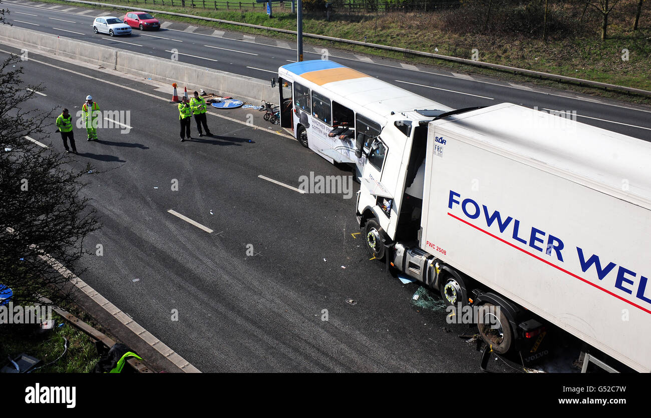 M5 coach crash Stock Photo