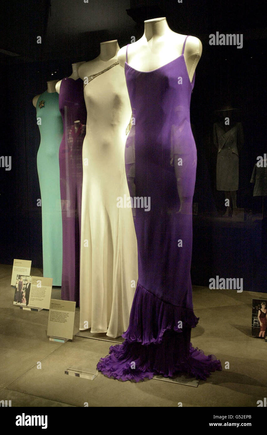 A purple dress by Versace never before seen in public forms part of several  new additions to the Diana, Princess of Wales exhibition at Althorp House  in Northampton Stock Photo - Alamy