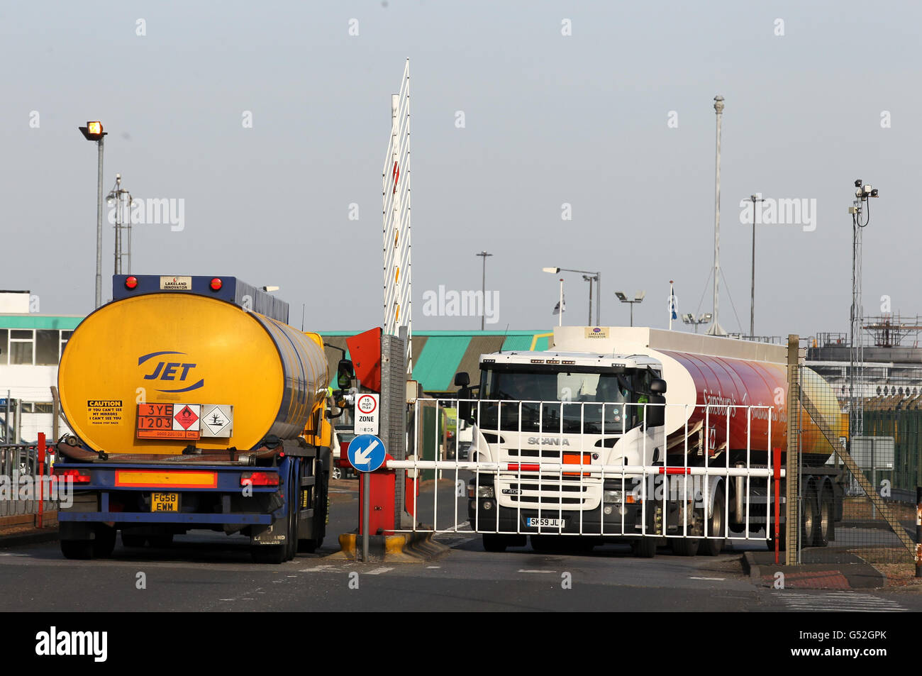 Petrol tankers at the INEOS Grangemouth Refinery, Falkirk, after sales