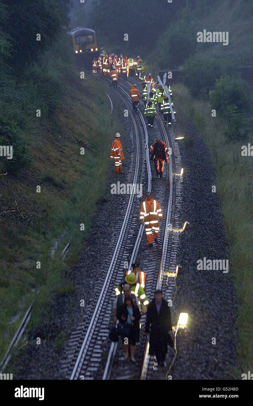 Landslide Derails Train Passengers Stock Photo Alamy