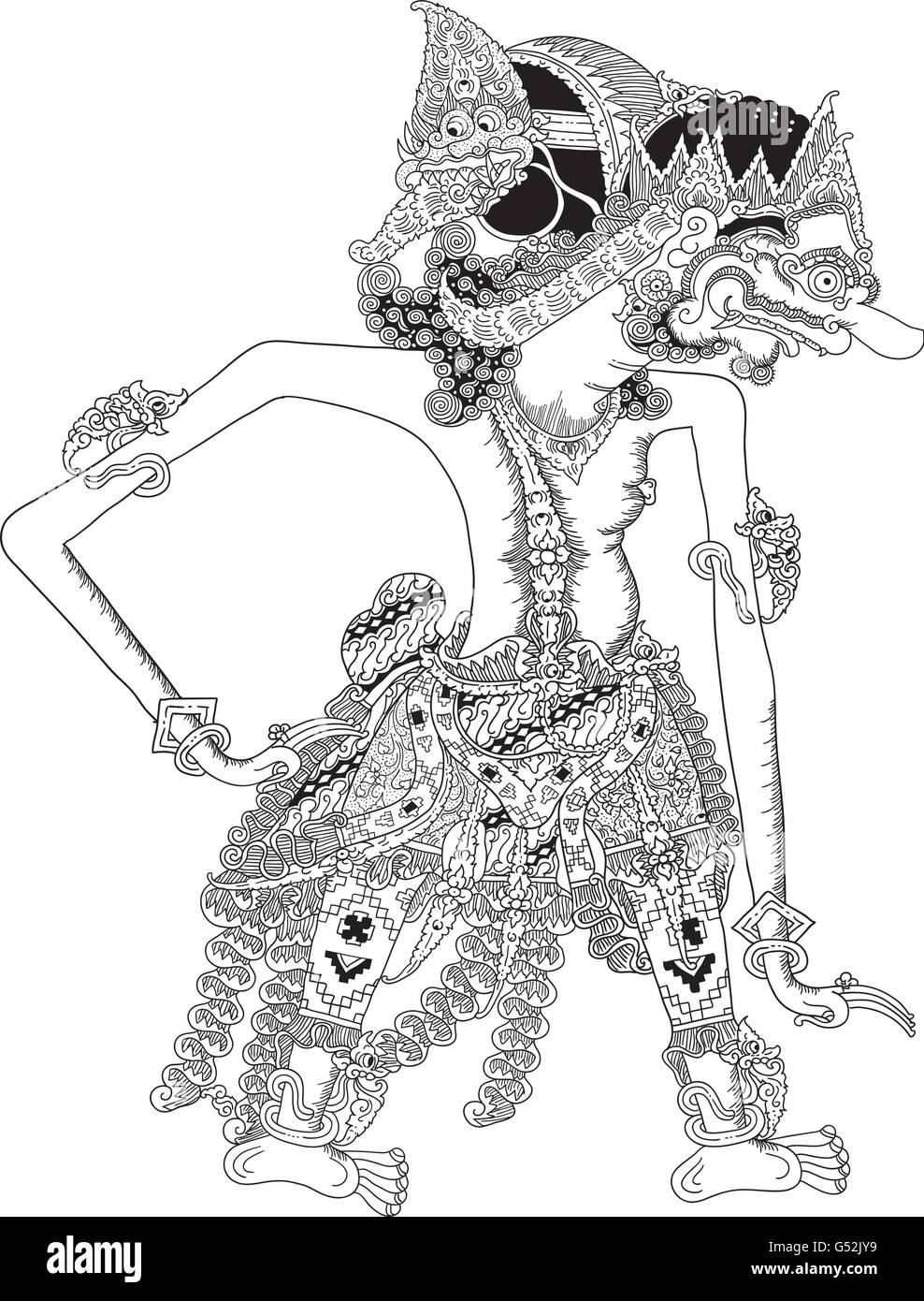 Trisirah, a character of traditional puppet show, wayang kulit from