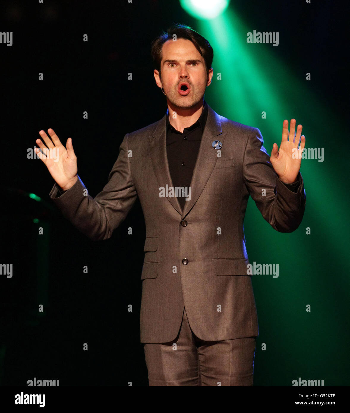 Teenage Cancer Trust evening of comedy - London. Jimmy Carr on stage during the Teenage Cancer Trust Comedy Night, at the Royal Albert Hall in west London. Stock Photo