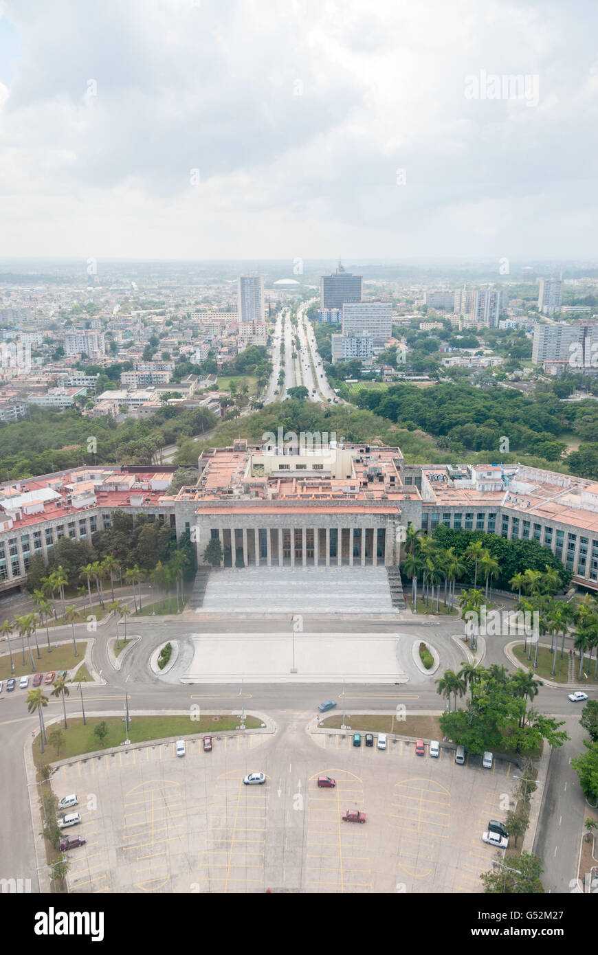 Cuba, Havana, view from the monument José Martí in the direction of Comité Central del Partido Stock Photo