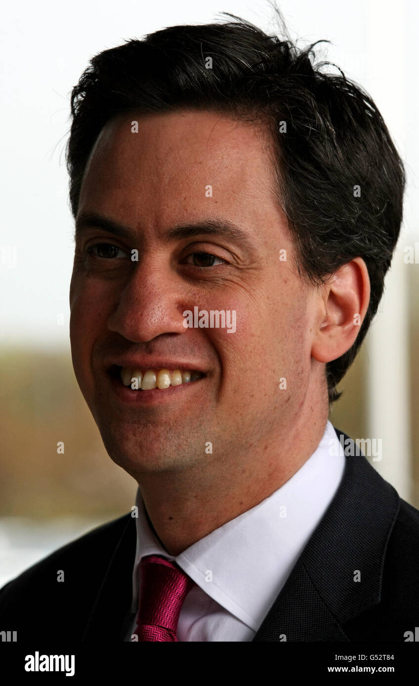 Labour leader Ed Miliband during a visit to the Toyota Factory at Burnaston in Derby. Stock Photo