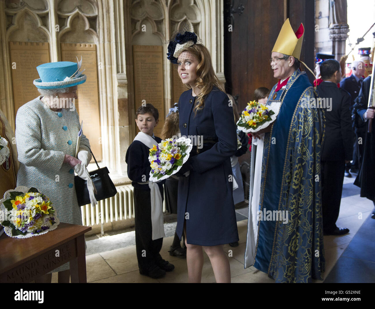 Queen Elizabeth II and Princess Beatrice as they leave the