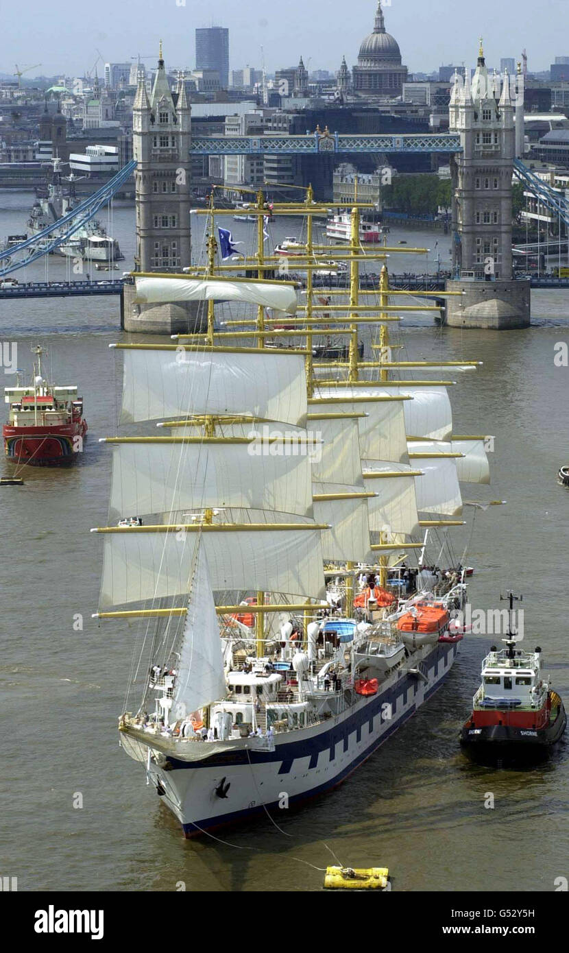 The world's largest sailing ship, the Royal Clipper, travels up the