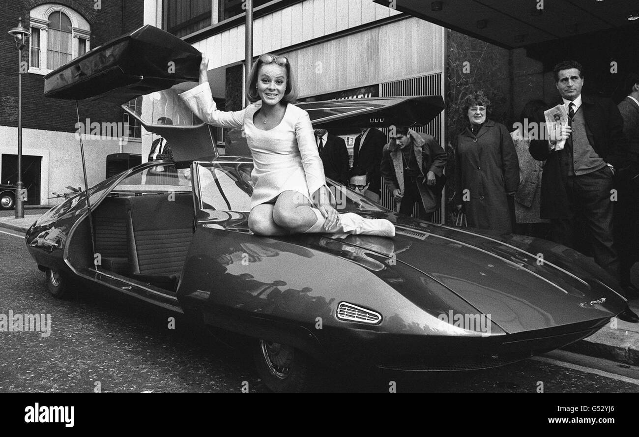 The Doppelganger, built especially for the Gerry Anderson film of the same name. The young lady on the bonnet is Austrian actress Loni Von Friedl who is one of the stars of the film 'Doppelganger' which is a space age exploration drama set in the last decade of the century. Stock Photo