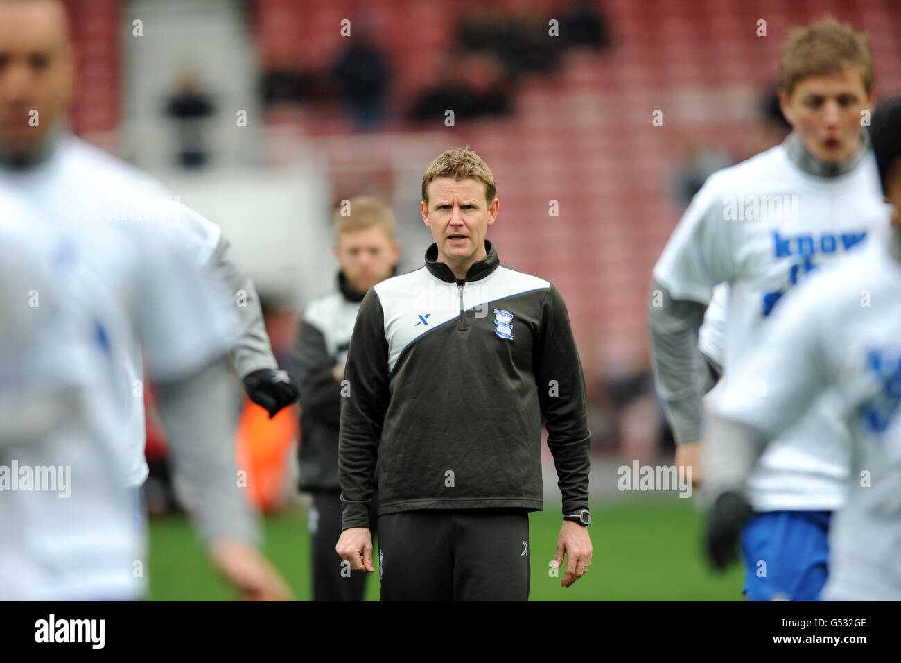 Birmingham City head of sports science Nick Davies (centre) leads the