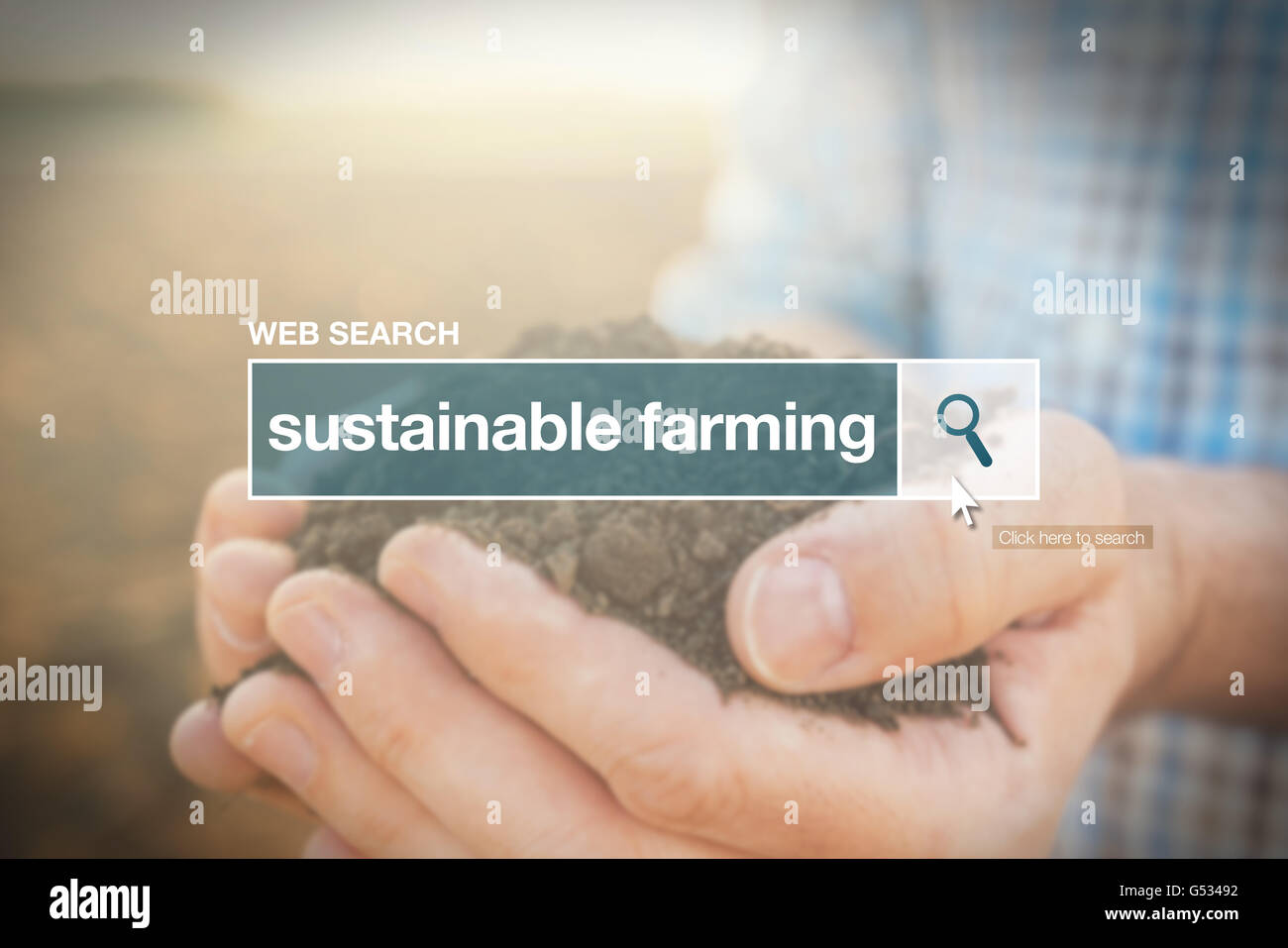 Sustainable farming web search bar glossary term  in internet glossary. Stock Photo