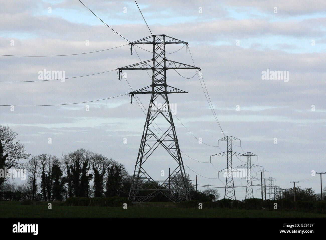 A general view of an electricity pylons in Dublin as EirGrid has