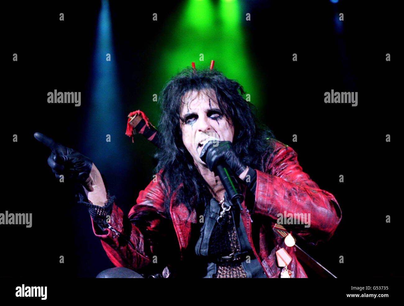 4TH FEBRUARY : On this day in 1948 rock singer Alice Cooper was born. Veteran American metal rock singer Alice Cooper performing on stage at the Hammersmith Apollo, in west London. 05/05/04: The rock star, whose hits include School's Out, is being awarded an honorary doctorate by a Christian liberal arts university, it was announced. The 56-year-old will receive the honour at a Grand Canyon University ceremony on Saturday. Stock Photo