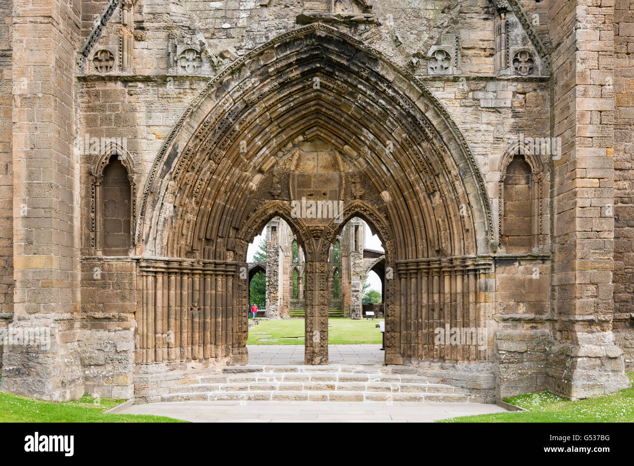 United Kingdom, Scotland, Moray, Elgin, arched Elgin Cathedral, Elgin Cathedral destroyed during the Reformation, Elgin is the largest city in Moray Stock Photo