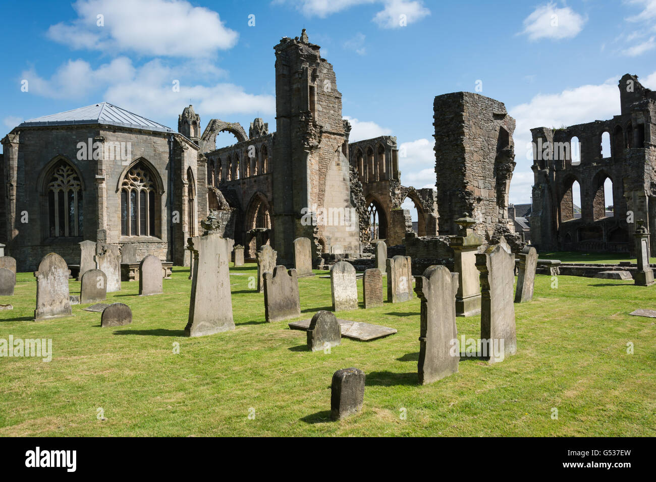 United Kingdom, Scotland, Moray, Elgin, Cemetery of the Elgin Cathedral, destroyed during the Reformation, Elgin is the largest city in Moray Stock Photo