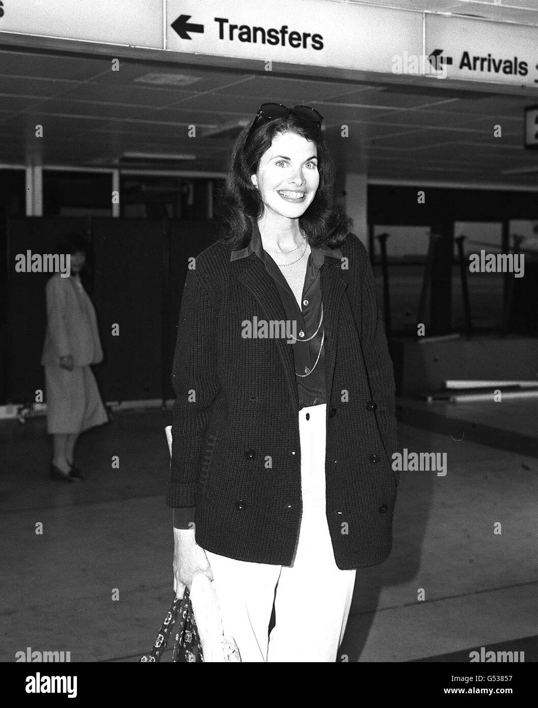 Sherry Lansing,35, the first woman to head a major film studio when she was appointed President of 20th Century Fox , at London's Heathrow Airport, when she returned to the United States after attending the Cannes Film Festival Stock Photo