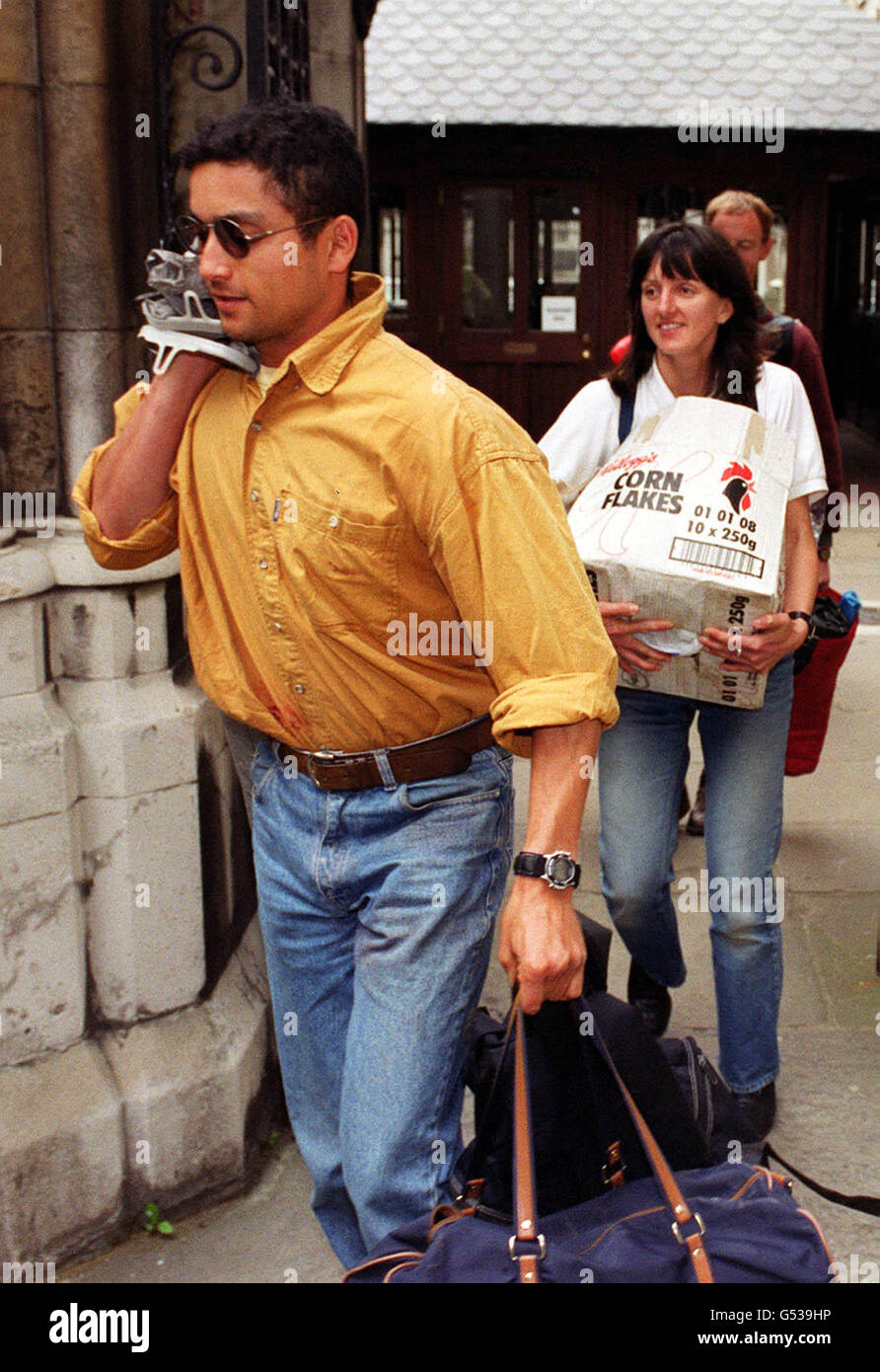 Roland and Susan Gianstefani, two members of a religious cult, leaving the High Court in London. The couple were spared a jail sentence for refusing to tell the High Court the whereabouts of runaway Bobby Kelly, after a personal plea to the judge. * ...by 16-year-old Kelly. Stock Photo