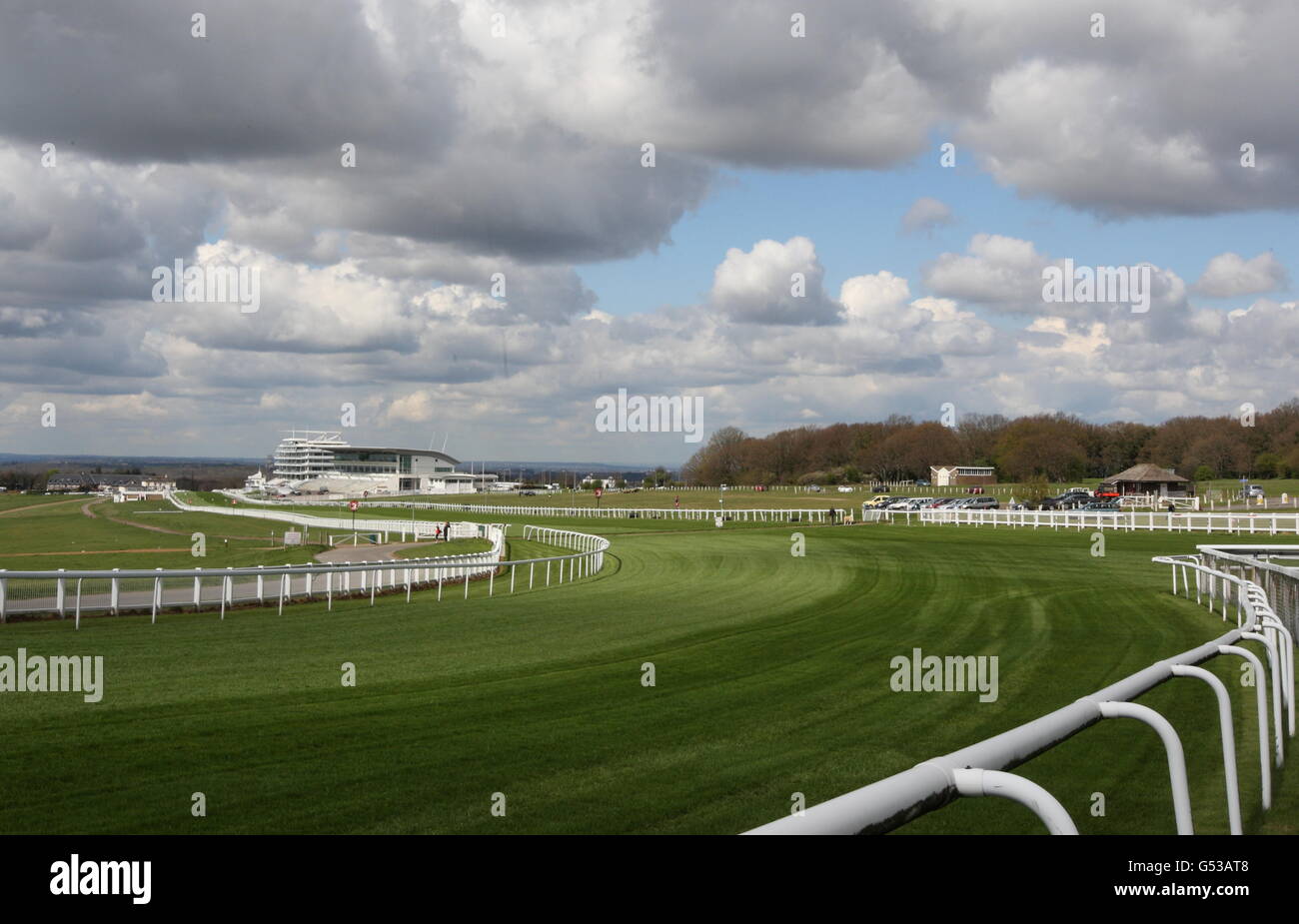 General view of Tattenham Corner at Epsom Racecourse in Surrey Stock