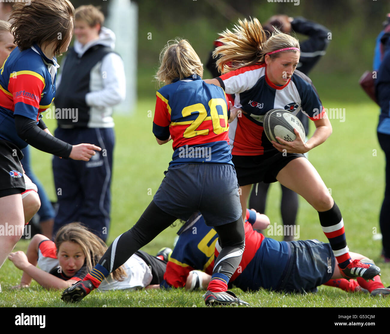 Rugby Union - Women's Cup Qualifying Games - Cartha Queens Park RFC. Action between Murrayfield Wanderers and Broughton during the Women's Cup Qualifying Games at Cartha Queens Park RFC, Glasgow. Stock Photo