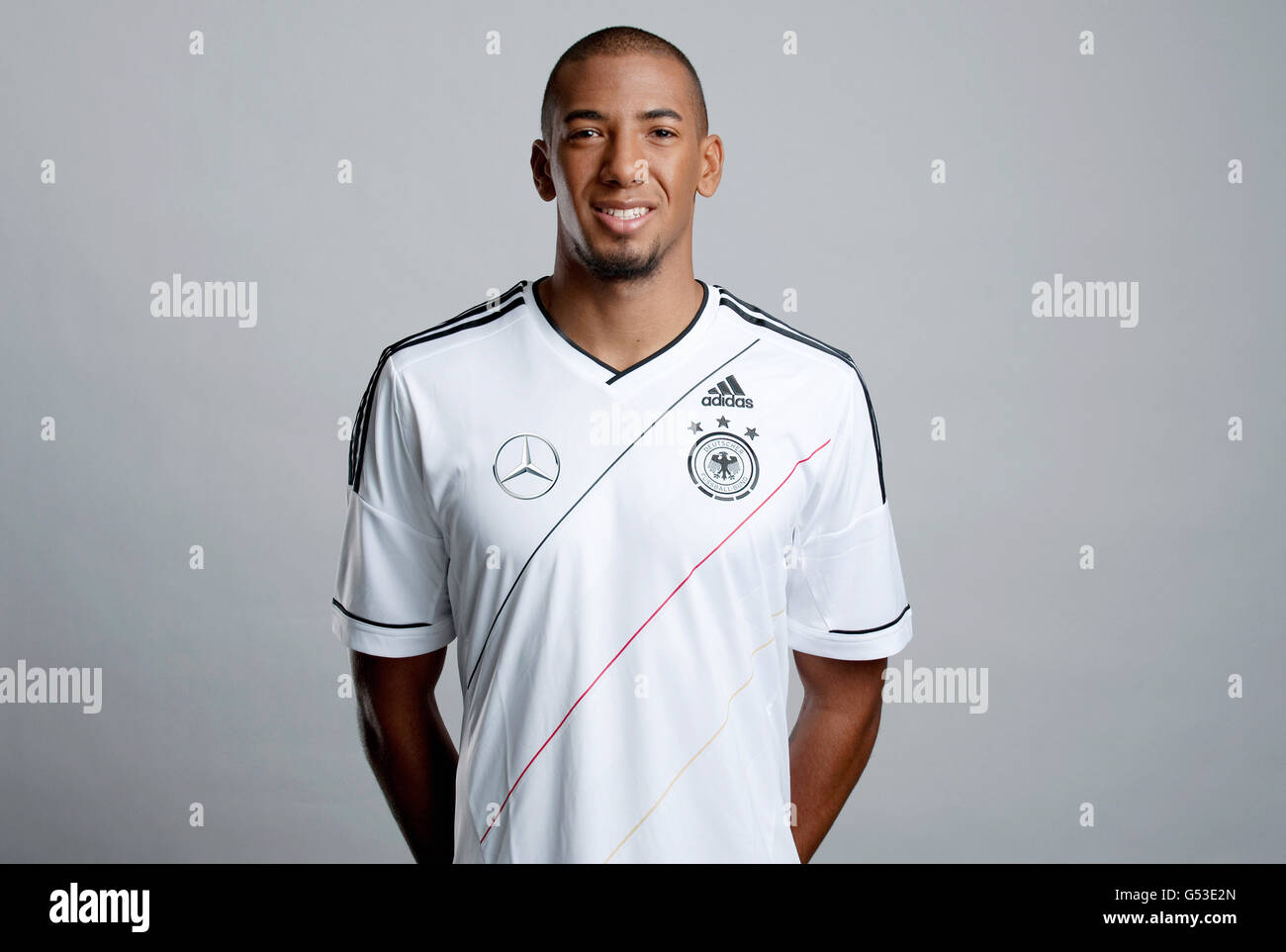 Jerome Boateng, at the official portrait photo session of the German men's national football team, on 14.11.2011, Hamburg Stock Photo
