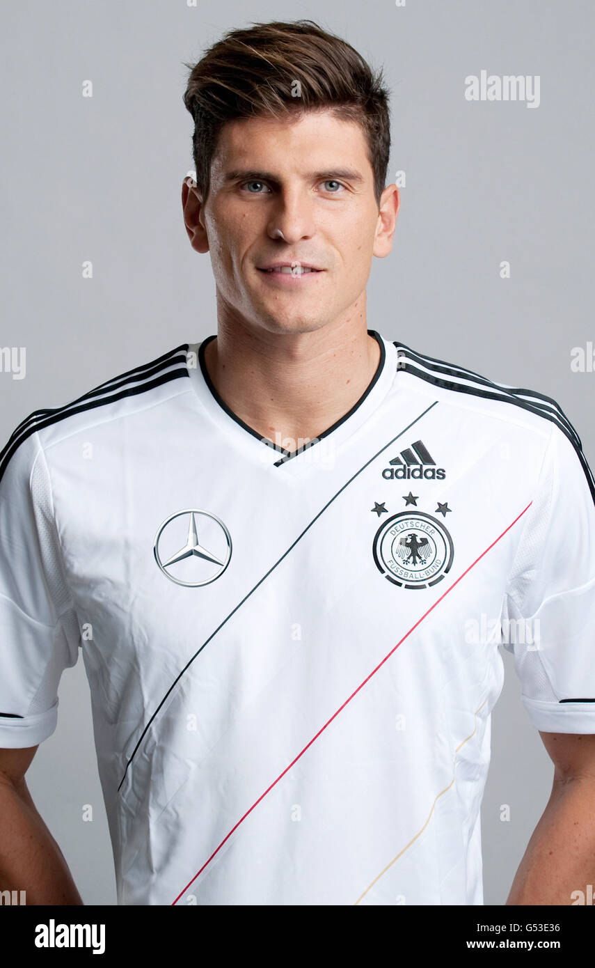Mario Gomez, at the official portrait photo session of the German men's national football team