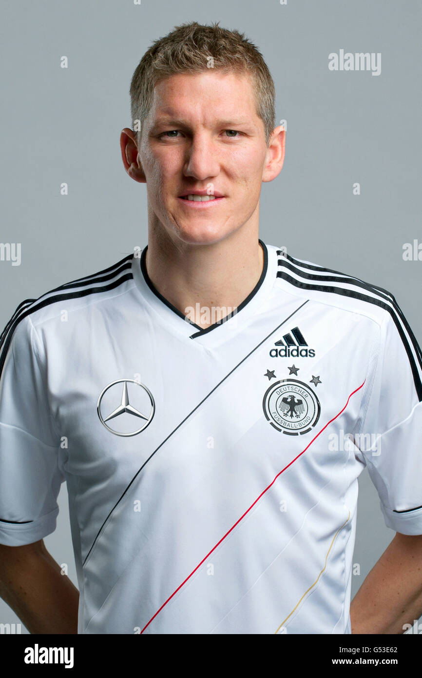 Bastian Schweinsteiger, at the official portrait photo session of the German men's national football team, on 18.04.2012, Munich Stock Photo