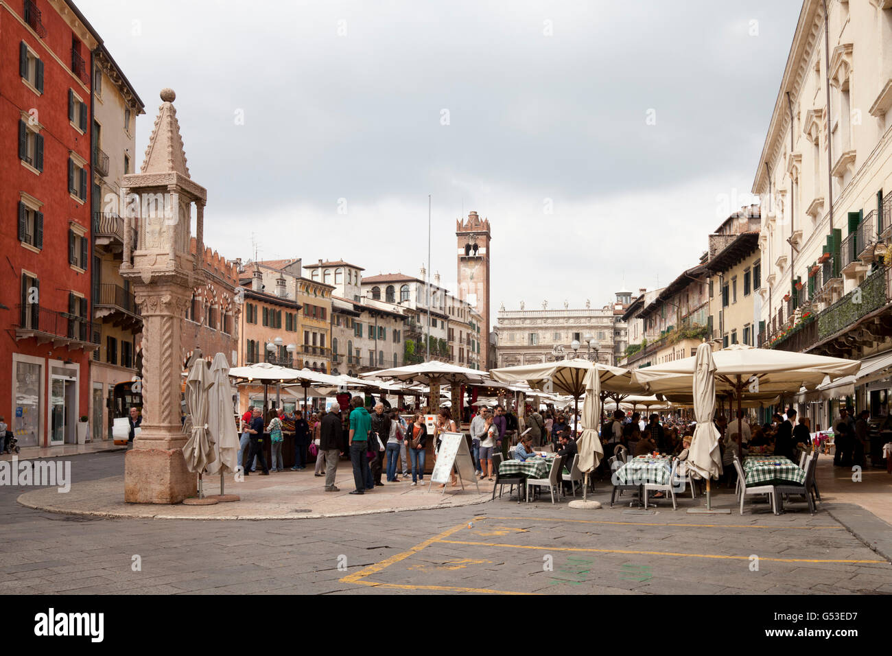 Piazza delle Erbe, Verona, Veneto, Italy, Europe, PublicGround Stock Photo