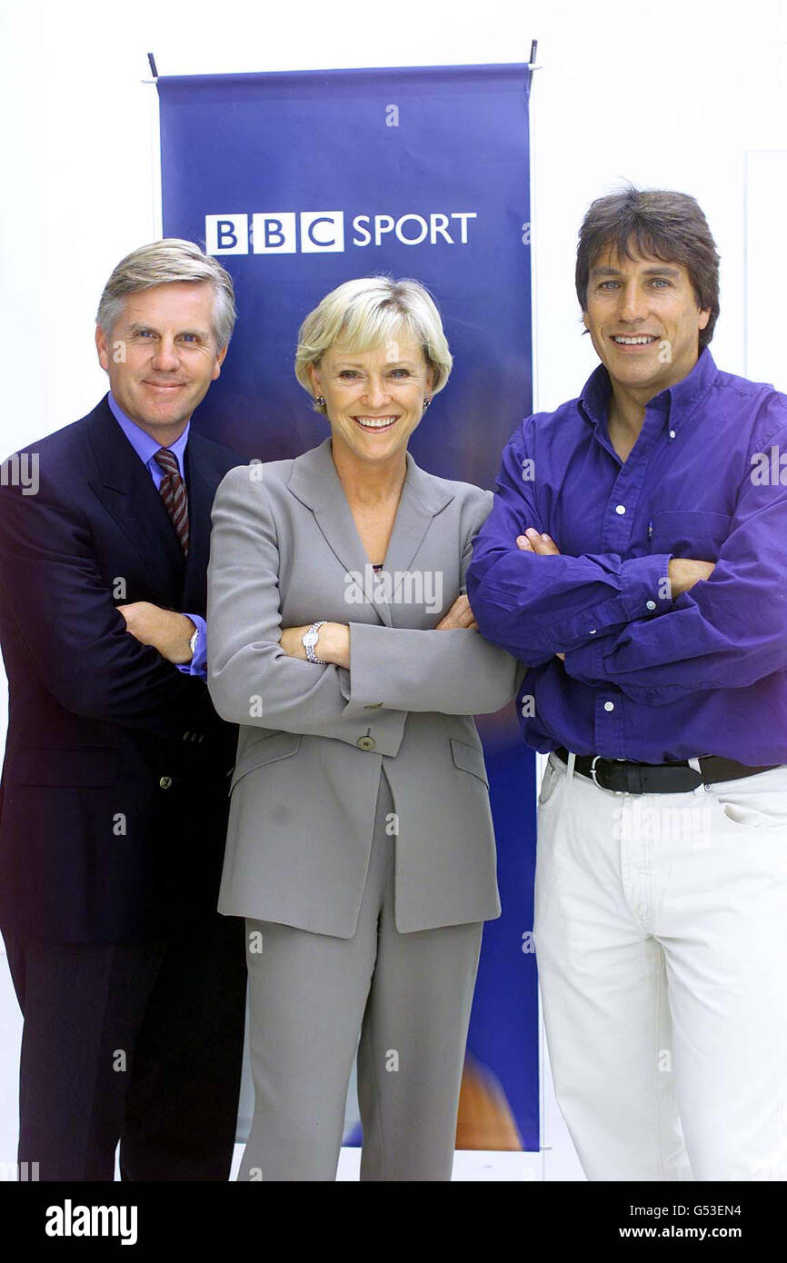 (Left to right) BBC TV presenters Steve Rider, Sue Barker and John ...