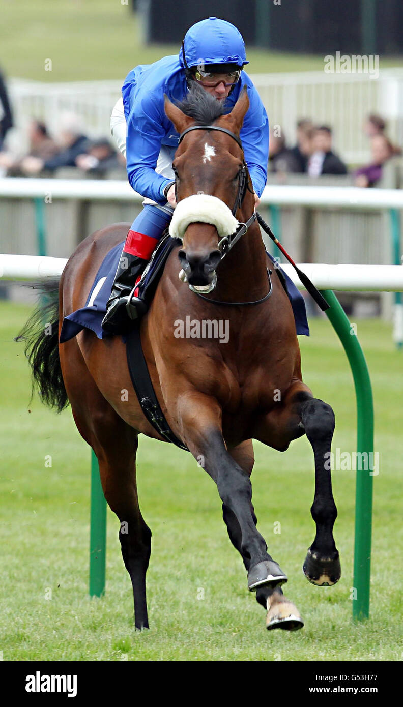 Mariner's Cross and jockey Frankie Dettori go on to win the Swan At Lavenham Wood Ditton Stakes during the Craven Meeting at Newmarket Racecourse, Newmarket. Stock Photo