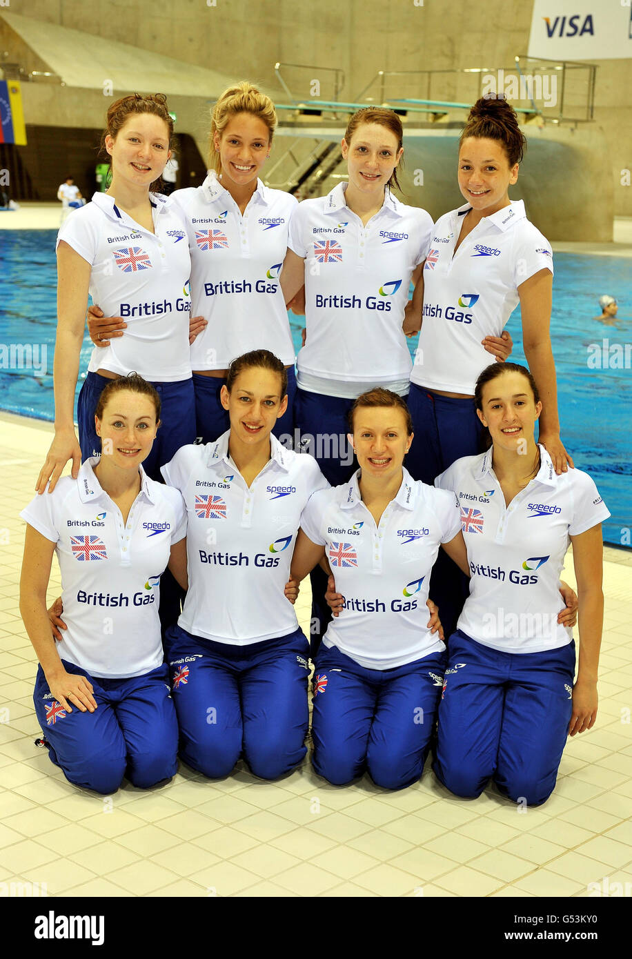 Synchronised Swimming - Olympic Test Event Preview - Aquatics Centre Stock Photo