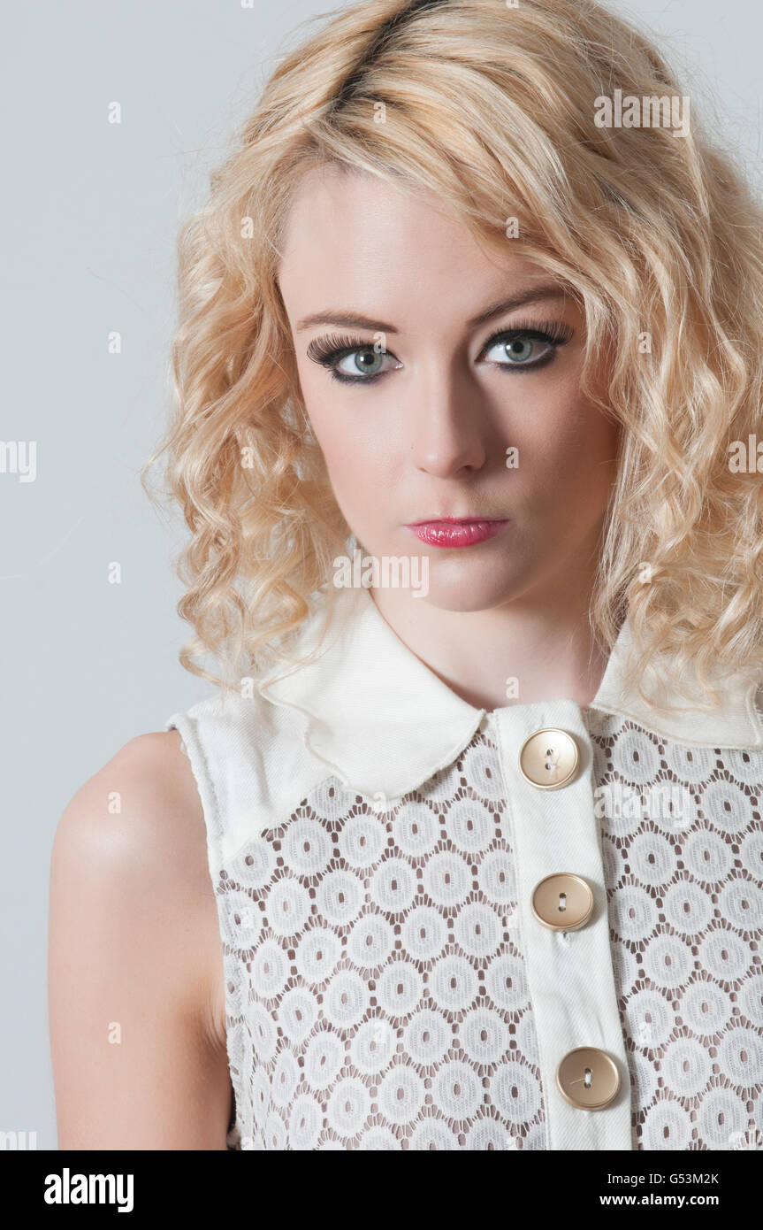 Serious young woman staring Stock Photo