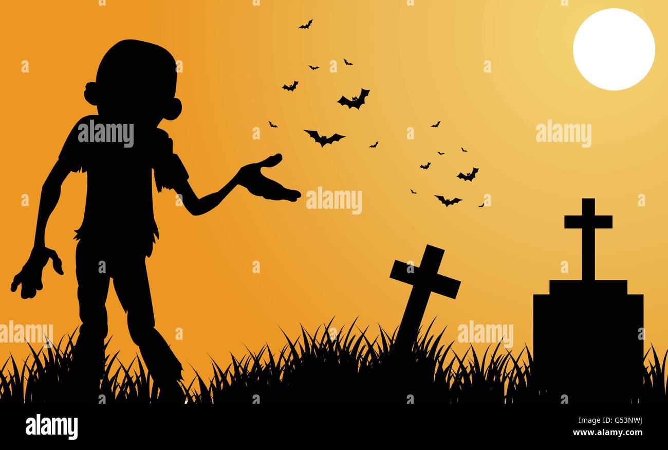 Silhouette of scary zombie halloween Stock Vector Image & Art - Alamy