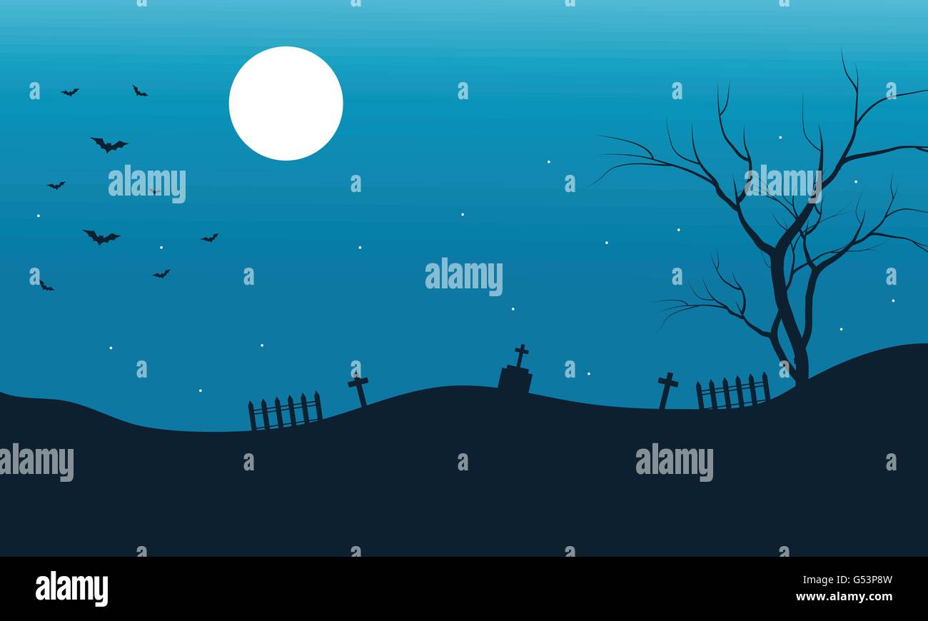 Silhouette of bat halloween and full moon Stock Vector Image & Art - Alamy