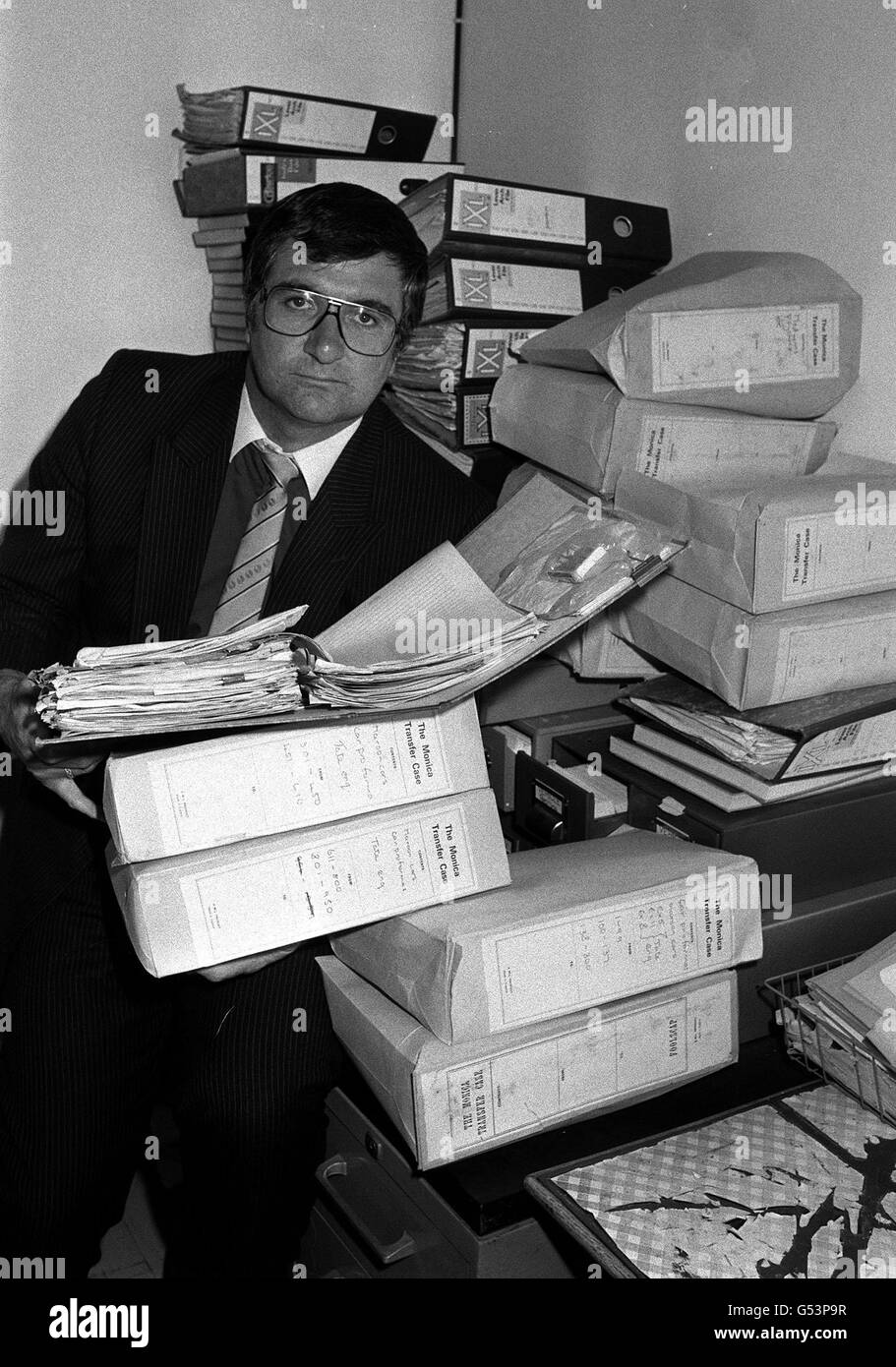 Det Con Philip Diss going through the files on the Genette Tate case at Heavitree Road Police Station in Exeter. The 13-year-old schoolgirl went missing from a country lane near her village home in Aylesbeare, near Exeter, Devon, on August 19, 1978. * Police said Saturday August 19, 2000 that they were hopeful of solving the disappearance of the 13-year-old who vanished 22 years ago to the day while on her newspaper round. Det Con Philip Diss, who has been on the murder inquiry since Genette went missing was returning to the East Devon lane where she disappeared. Stock Photo
